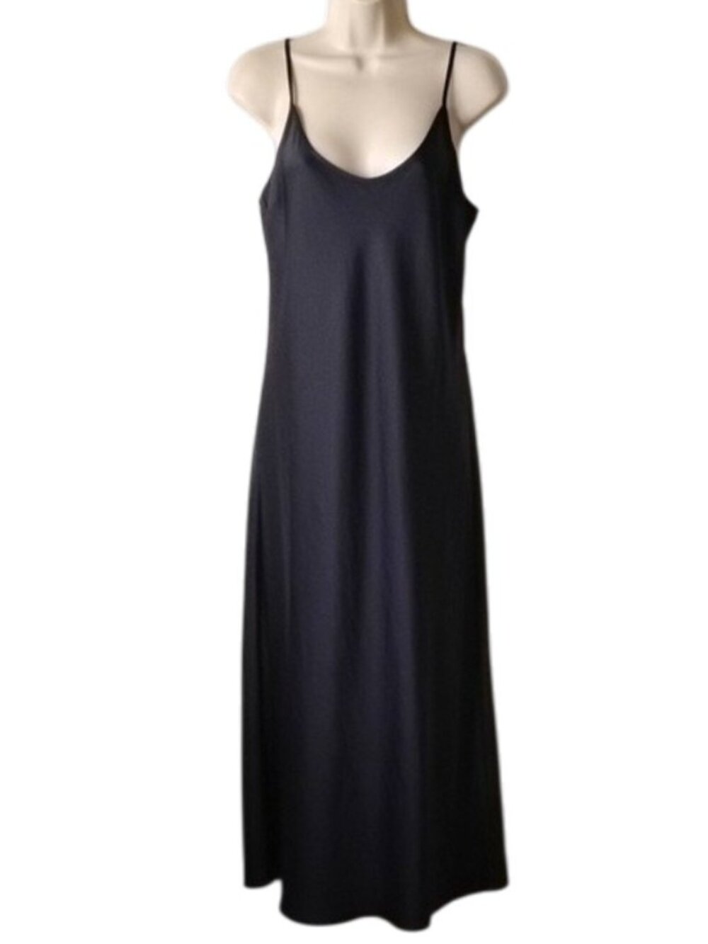 NWOT Jenni Kayne Cleo Slip Dress M Slate Black Crinkle Matte Satin - Picture 3 of 10